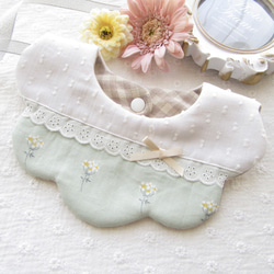 癒しのお花柄 □レース切り替え もくもくスタイ スタイ・よだれかけ