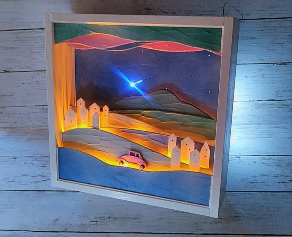 Straight Story ・ピンクのビートル(立体絵画)