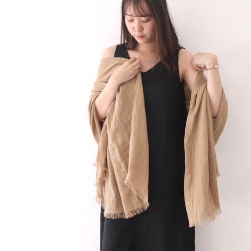 大判ストールリネンガーゼ ・ベージュ No.229-04 ストール Mauve