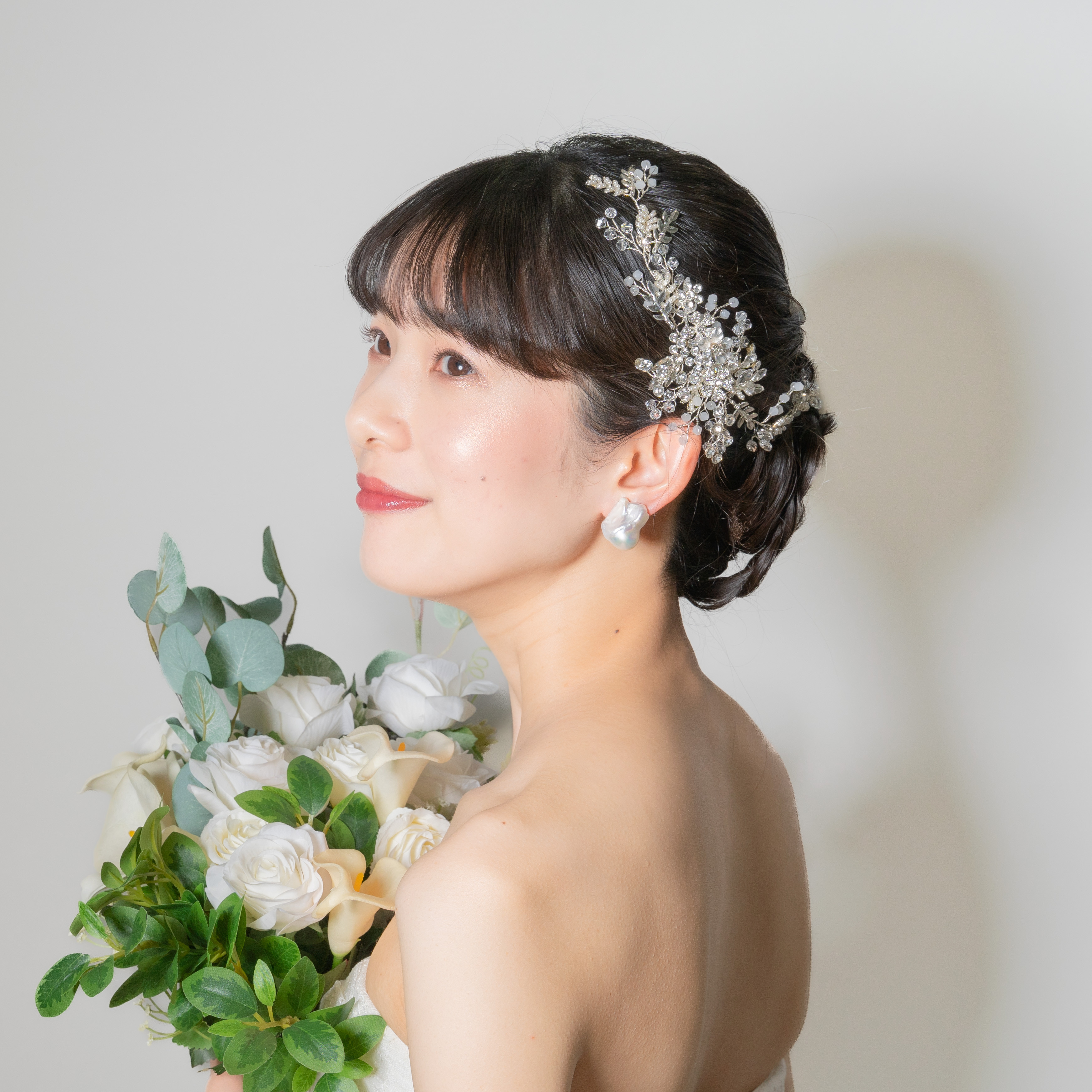 ウェディング ヘアアクセサリー 小枝 ボタニカル ブライダル ナチュラル ヘッドバンド　シルバー