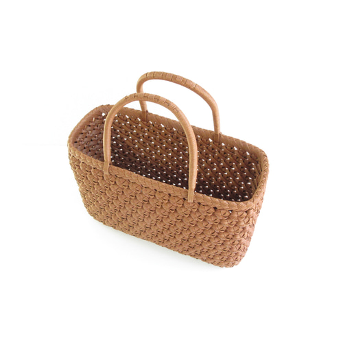 花結び編みのかごバッグ（ライトブラウン） かごバッグ 籠工よしむら  
