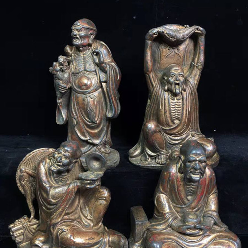 仏像 銅製 漆金 十八羅漢 仏教 護法 尊者 賞物 置物 極上臻品 5 s