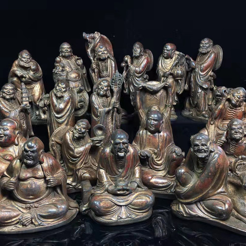 仏像 銅製 漆金 十八羅漢 仏教 護法 尊者 賞物 置物 極上臻品 5 s
