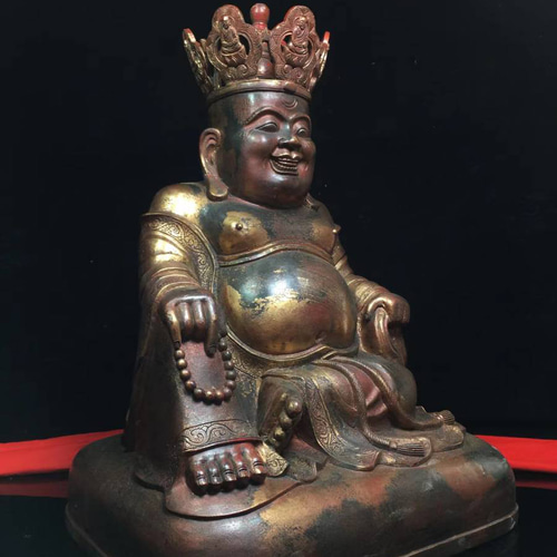 仏教美術　古銅鍍金　弥勒菩薩像　仏像　置物　D　R3324 仏教美術 古銅鍍金 弥勒菩薩像 仏像 置物 D R3324 - 美術品