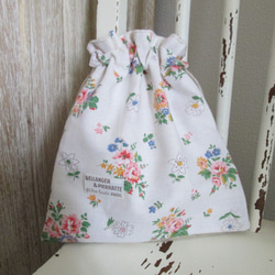 フランスアンティークファブリック可愛いピンクのお花のブーケ柄と