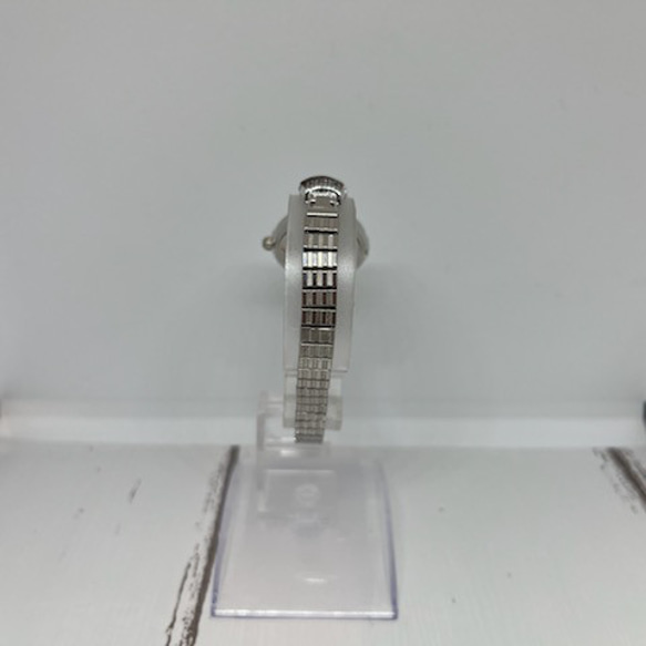 細めのアンティーク風ジャバラ時計（ターコイズブルー） 3枚目の画像