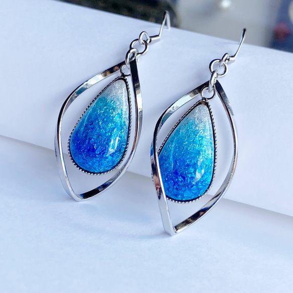 雫のピアス 【海】 七宝焼のピアス イヤリング ピアス（フック