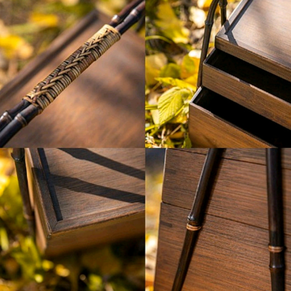 竹編籠  提籃籠  茶器収納ケース   茶道整理箱 3枚目の画像