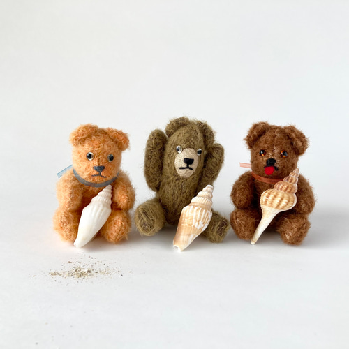 10.5㎝□オレンジモヘアのピーナッツベア