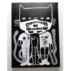 3つ体の猫のグラフィティアート 原画 絵画 キャンバス画 モンスター