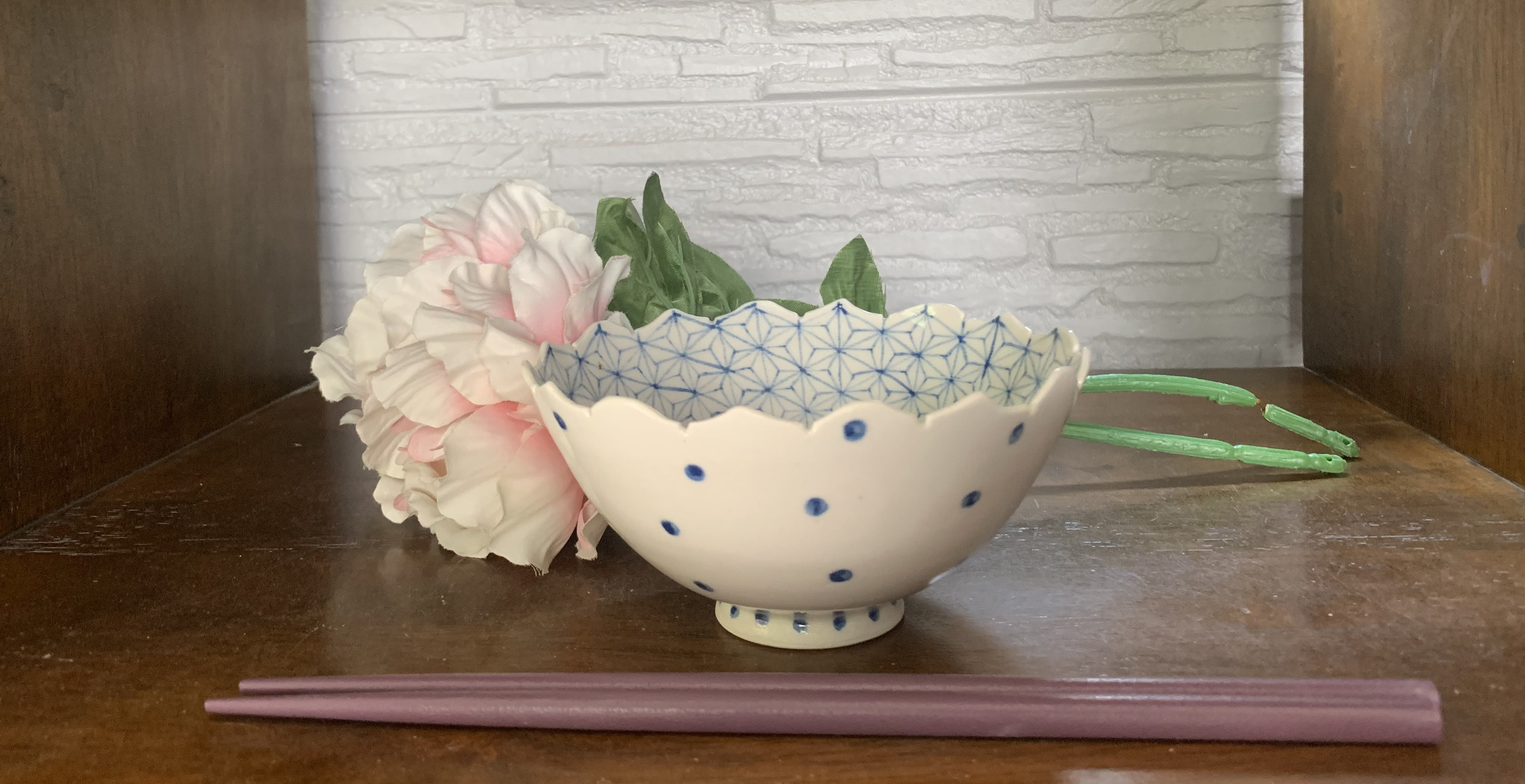 ポンタリルン　お茶碗麻の葉ブルー