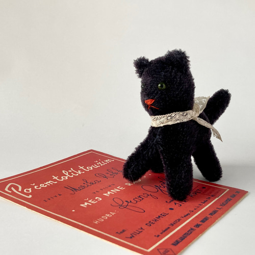 12㎝□ 黒猫のぬいぐるみ アンティークレース ぬいぐるみ mmmyok 通販