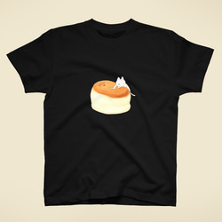 【Mサイズ】スフレチーズケーキとネコぱんのTシャツ 黒 レディース【短期発送】 5枚目の画像