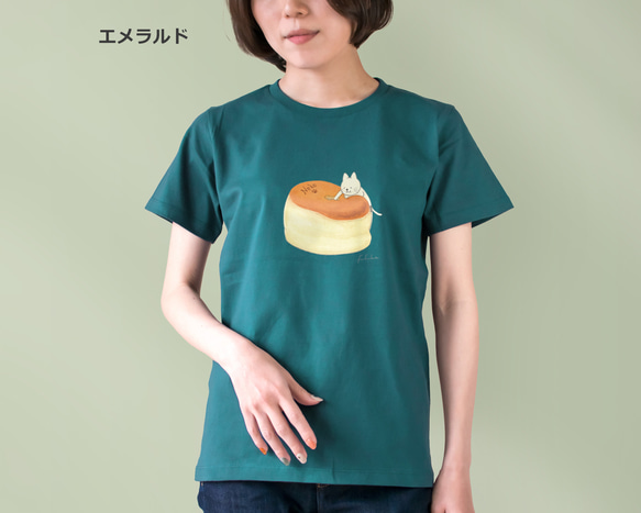 選べるスフレチーズケーキとネコぱんのTシャツ【受注制作】 8枚目の画像