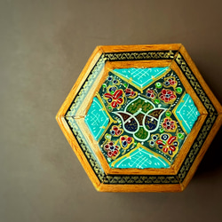 ペルシャの象嵌細工（寄木細工）小箱【ハータムカーリー073】 2枚目の画像