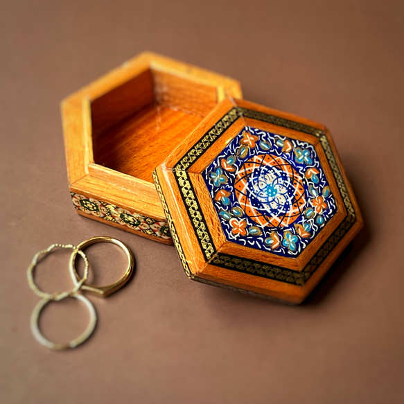 ペルシャの象嵌細工　小箱【ハータムカーリー074】 10枚目の画像