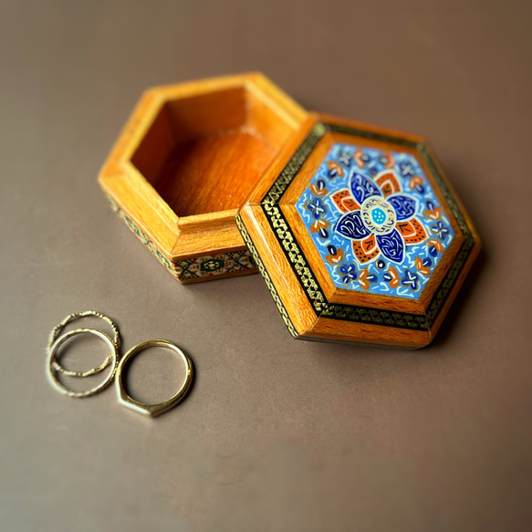 ペルシャの象嵌細工　小箱【ハータムカーリー076】 10枚目の画像