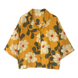 夏 レディースシャツ ブラウス アロハシャツ ハワイシャツ五分袖半袖花柄 プリントゆったり 3枚目の画像