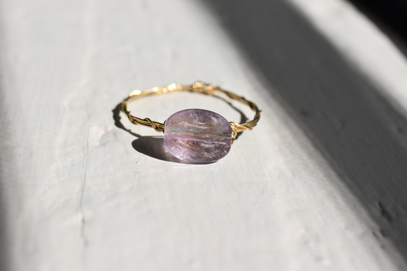 [14Kgf] 寶石級玫瑰紫水晶 AAA-橢圓形切割/鍍金戒指 第2張的照片