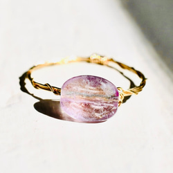 [14Kgf] 寶石級玫瑰紫水晶 AAA-橢圓形切割/鍍金戒指 第1張的照片