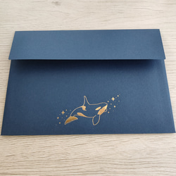 再販の予定なし 箔押しシャチのレターセット ネイビー 1セット レター