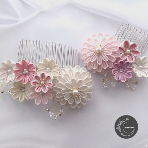 つまみ細工　髪飾り A-赤】つまみ細工 髪飾り 成人式 卒業式 つまみ細工の髪飾り 赤