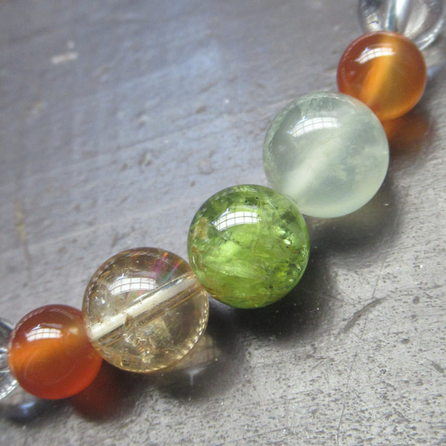 ペリドットxシトリンxプレナイトブレスレット 天然石 ブレスレット