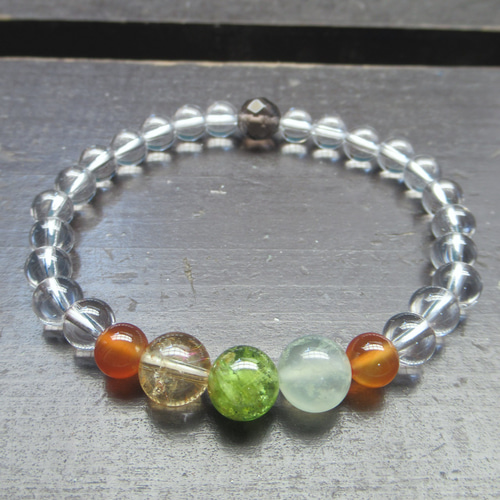 ペリドットxシトリンxプレナイトブレスレット 天然石 ブレスレット