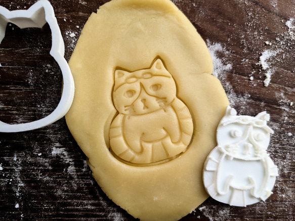 ハチワレ猫さん〜夏バージョン〜　クッキーカッター/クッキー型 2枚目の画像