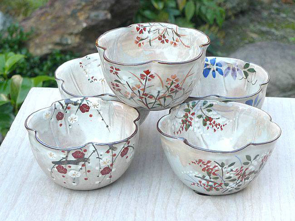 清水焼 伝統工芸士 2代目俊山作 俊山窯 5枚セット 清水焼 伝統工芸士