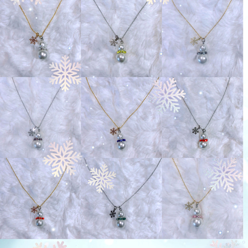 コットンパール 大人の雪だるま（snowman）ネックレス 紫 ネックレス