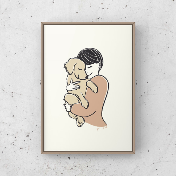 ゴールデンレトリバー【誕生日】A4ポスター　犬　ペット　イラスト　うちの子 1枚目の画像