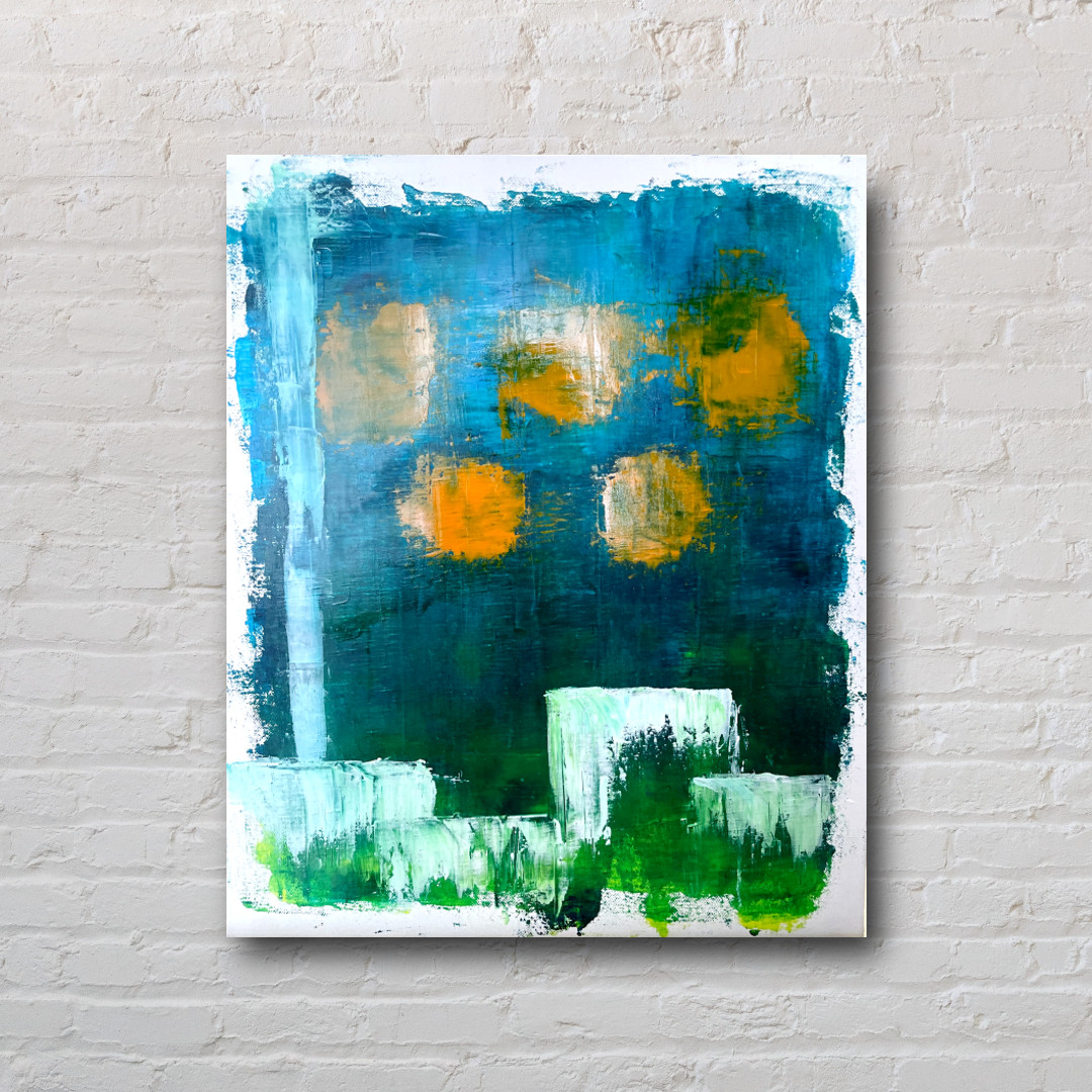 　舟見 抽象油彩画 倹ニ