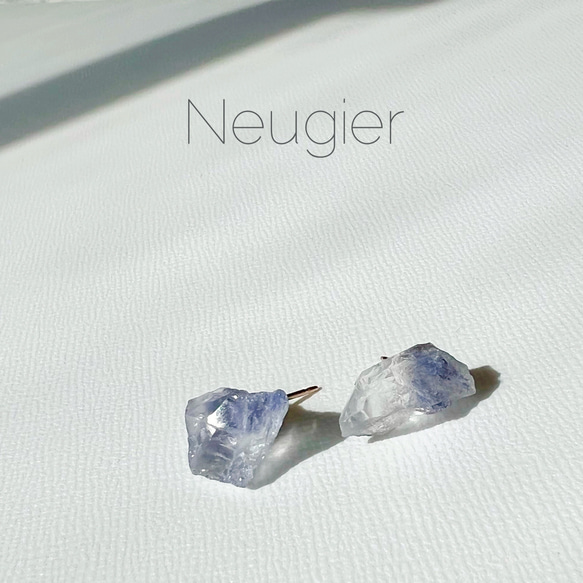 送料無料　Neugier デュモルチェライトインクォーツ　一粒ピアス 4枚目の画像