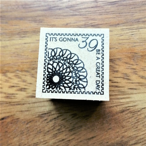 フェイク切手×レース ラバースタンプ メッセージ 2.5cm×2.5cm はんこ