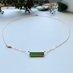 グリーントルマリン✳︎スクエアカット K18YG ネックレス ネックレス