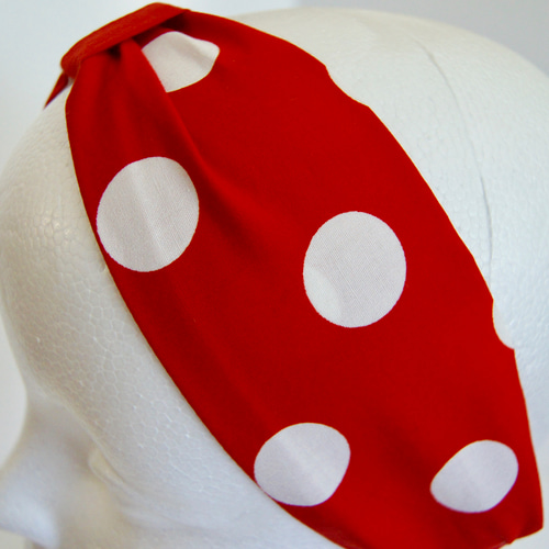 ☆子供用ヘアバンド☆ ターバン リボンヘアバンド 赤 レッド 水玉