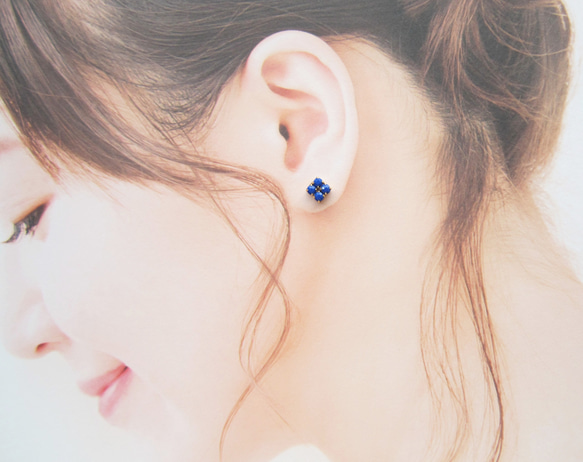 Simple Bijou earring／pierce（ブルー）*1418* 5枚目の画像