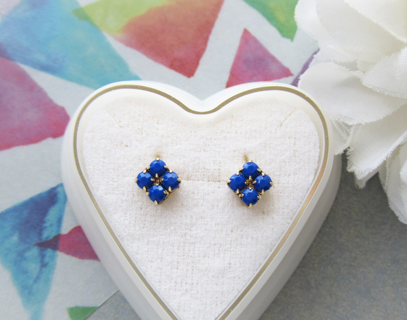 Simple Bijou earring／pierce（ブルー）*1418* 1枚目の画像