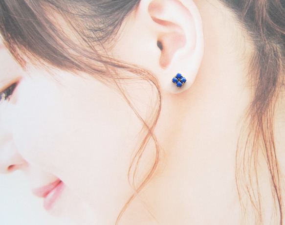 Simple Bijou earring／pierce（ブルー）*1418* 9枚目の画像