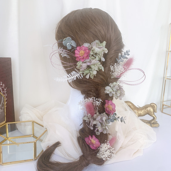 装いの時間 【 lilac ｱﾈﾓﾈ 】 ヘッドドレス アクセサリー 髪飾り 結婚式 成人式 謝恩会 BOX付卒業式 3枚目の画像