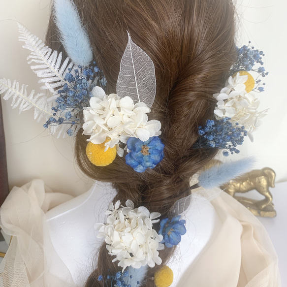 装いの時間 【 blue ｱﾈﾓﾈ 】ヘッドドレス アクセサリー 髪飾り  結婚式 成人式 謝恩会 卒業式 BOX付 6枚目の画像