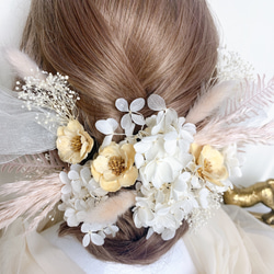 装いの時間 【 white × pink ｱﾈﾓﾈ 】ヘッドドレス アクセサリー 髪飾り 結婚式 成人式 BOX付 6枚目の画像