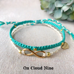 刺繍糸で制作したオリジナル2連アンクレット♡インフィニティ×ハート