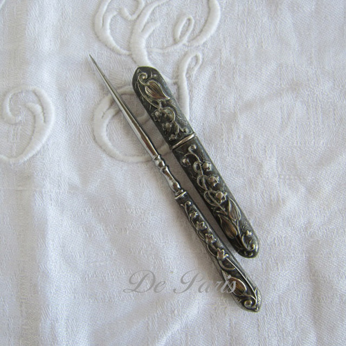 フランスアンティーク銀製ニードルケース目打ち2点セット鈴蘭 その他