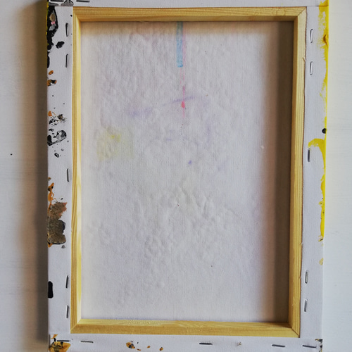 ○原画一点物○『geometric yellow splatter abstract 黄色 抽象画 #10