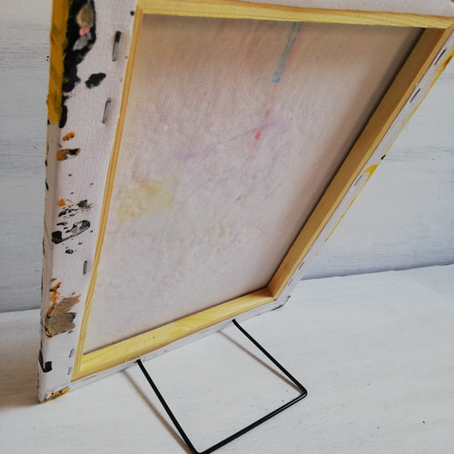 ○原画一点物○『geometric yellow splatter abstract 黄色 抽象画 #10