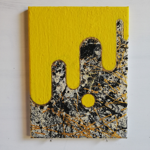 ○原画一点物○『geometric yellow splatter abstract 黄色 抽象