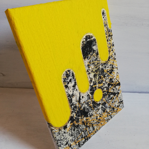 ○原画一点物○『geometric yellow splatter abstract 黄色 抽象画 #10