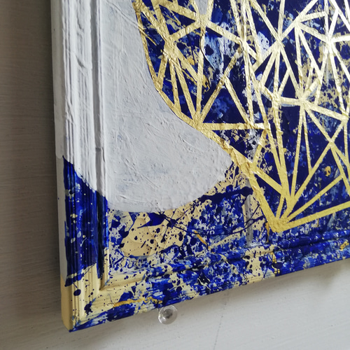 抽象画 青とカラフルなドット